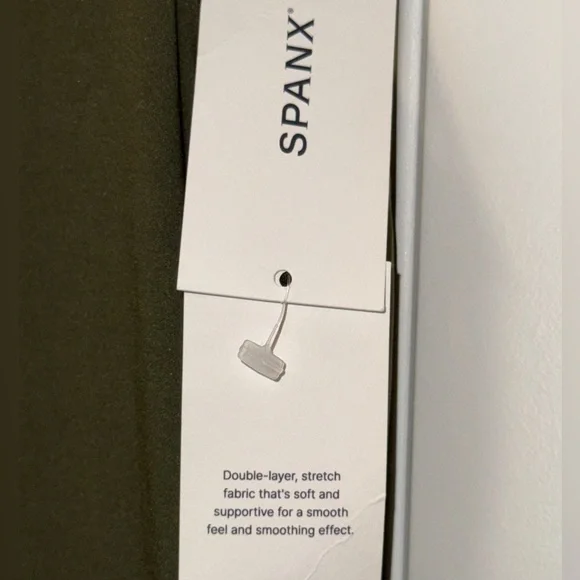 SPANX olive green smooth Jersey Mixed Media Midi Dress - Picture 3 of 13